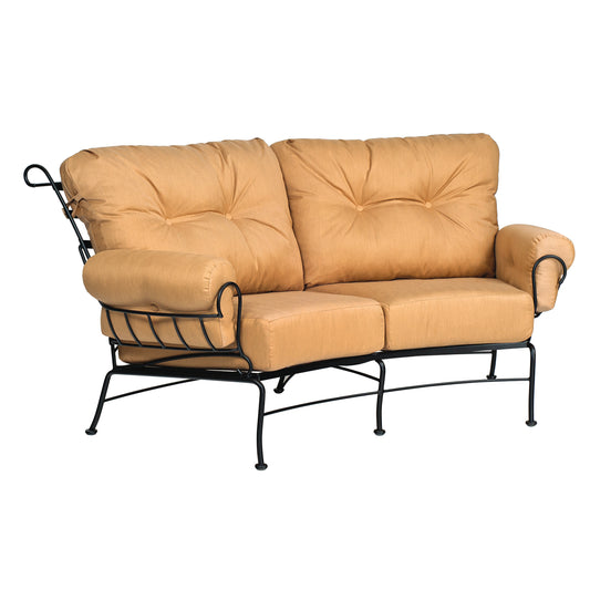 Woodard Terrace Cushion Crescent Love Seat 790063 - Textured Black / Michelangelo Toast