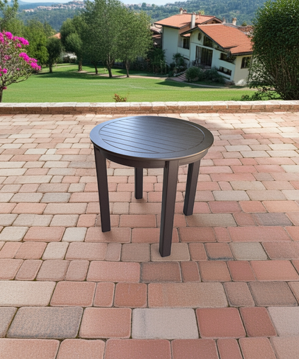 Telescope 20.75"Diameter x 19.5"H Round MGP Slat Top End Table 514K - Kona