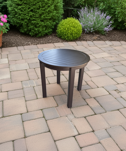 Telescope 20.75"Diameter x 19.5"H Round MGP Slat Top End Table 514K - Kona