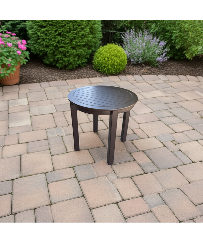 Telescope 20.75"Diameter x 19.5"H Round MGP Slat Top End Table 514K - Kona