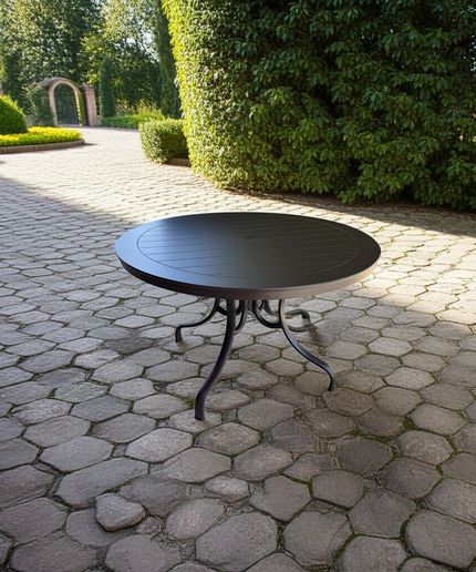 Telescope 48"Diameter x 28"H Round MGP Slat Top Dining Table with Umbrella Hole TM8K-228K - Kona