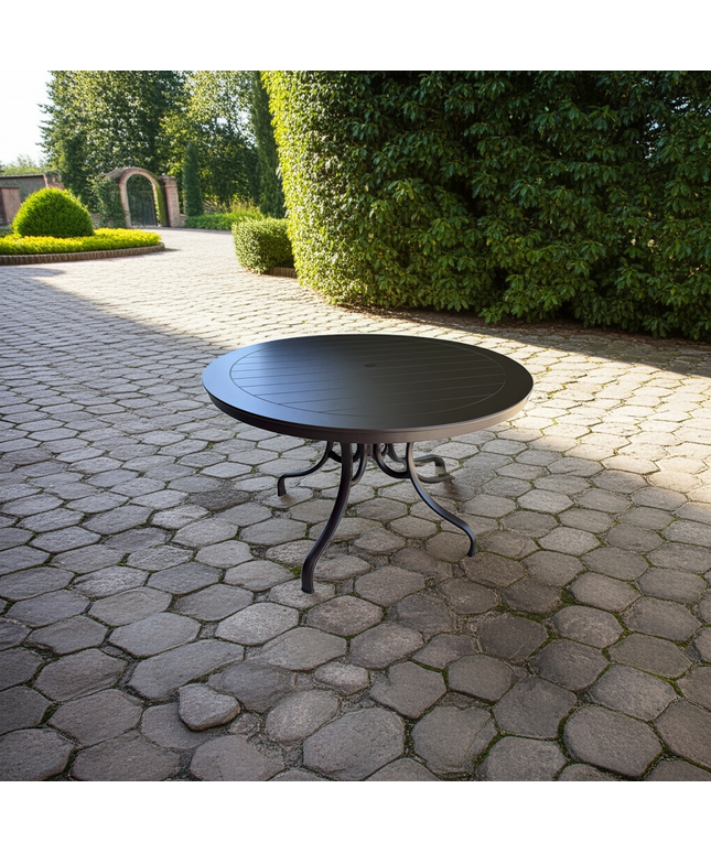 Telescope 48"Diameter x 28"H Round MGP Slat Top Dining Table with Umbrella Hole TM8K-228K - Kona