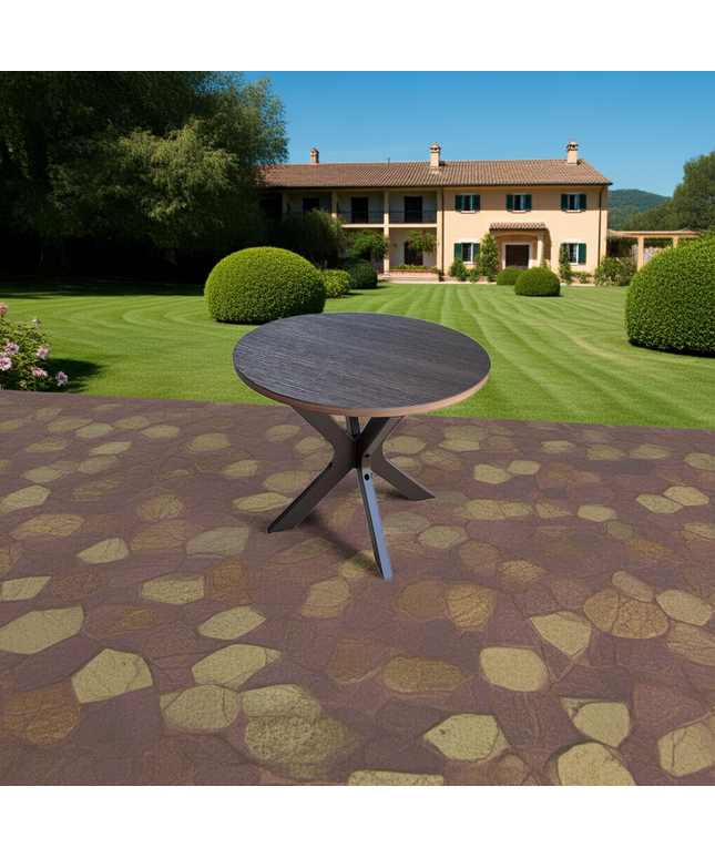 Telescope Wexler 23"Diameter x 19.75"H Round MGP End Table w/ Rustic Top 5W8KRU0 - Kona / Chestnut