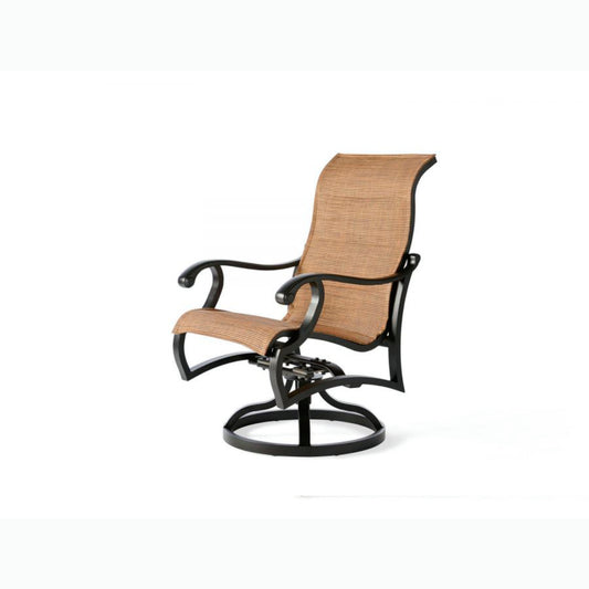 Mallin Volare Padded Sling Swivel Rocking Dining Chair VO-363 - Autumn Rust / Elevation Stone