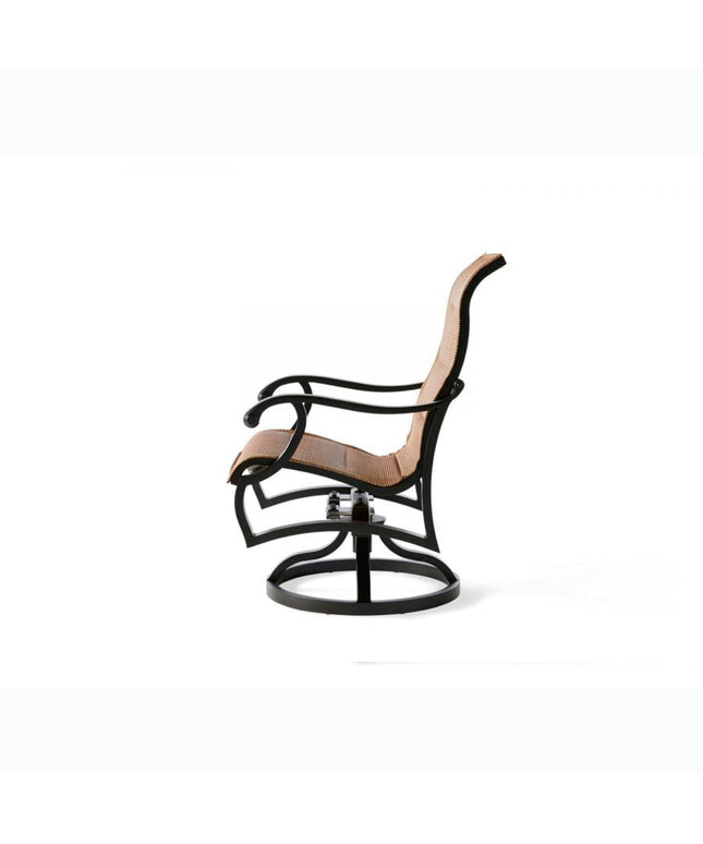 Mallin Volare Padded Sling Swivel Rocking Dining Chair VO-363 - Autumn Rust / Elevation Stone
