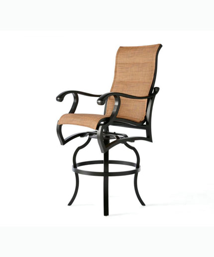 Mallin Volare Padded Sling Swivel Bar Stool VO-370 - Autumn Rust / Elevation Stone