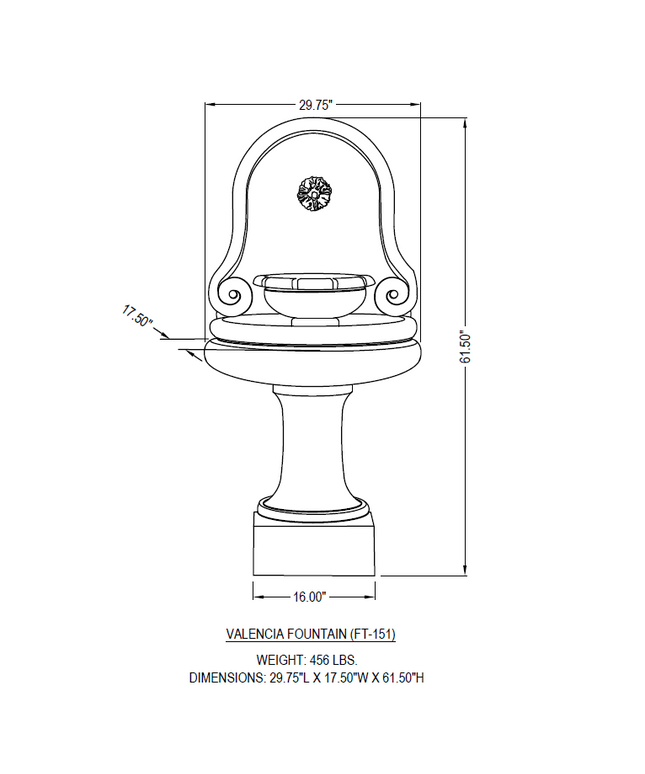 Campania Valencia 29.75" L x 17.5" W x 61.5" H Cast Stone Wall Fountain FT-151-PN - Pietra Nuova