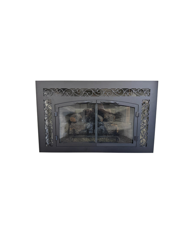 Vienna Traditional Fireplace Doors with Arch Conversion - Matte Black