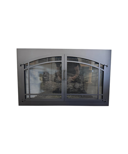 Wilshire Transitional Fireplace Doors - Matte Black