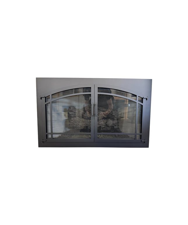 Wilshire Transitional Fireplace Doors - Matte Black