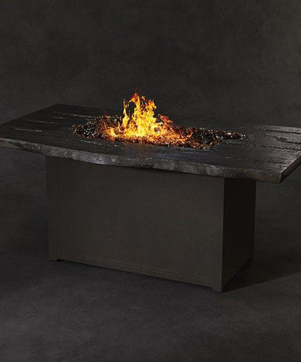 Castelle 54"W x 29"D x 22.5"H Nature's Wood Rectangular Propane Fire Pit Coffee Table F1NRF32WL - Dark Rum With Driftwood