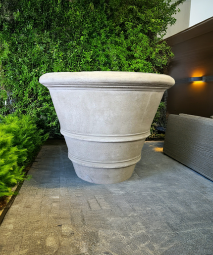 Campania Classic Rolled Rim 40" W x 31.5" H Round Large Cast Stone Planter P-903-GS - Greystone