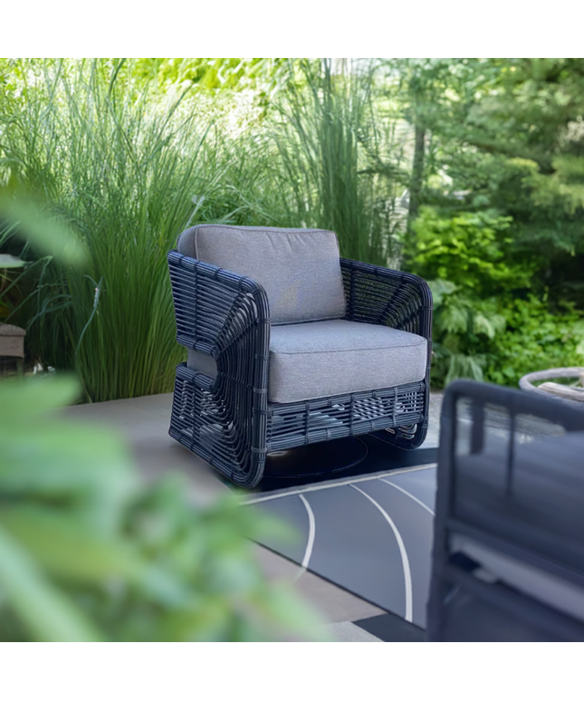 Woodard Carver Cushion Swivel Lounge Chair S675015 - Rumor Slate