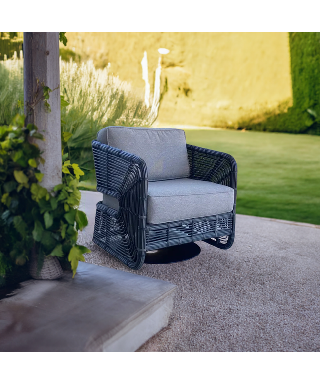 Woodard Carver Cushion Swivel Lounge Chair S675015 - Rumor Slate