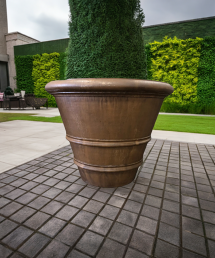 Campania Classic Rolled Rim 40" W x 31.5" H Round Large Cast Stone Planter P-903-PN - Pietra Nuova