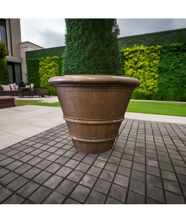 Campania Classic Rolled Rim 40" W x 31.5" H Round Large Cast Stone Planter P-903-PN - Pietra Nuova