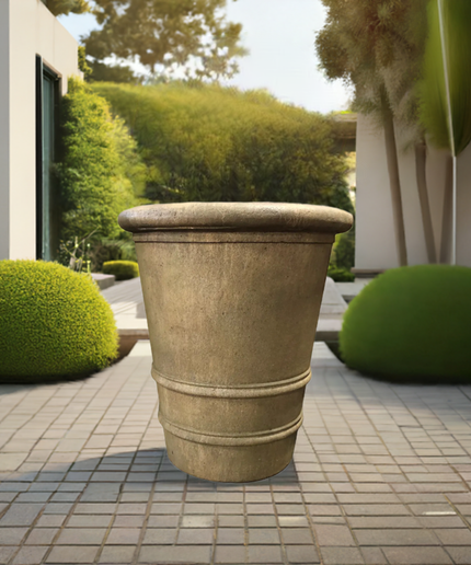 Campania Urbino 32" W x 36" H Round Extra Large Cast Stone Planter P-856-AL - Aged Limestone