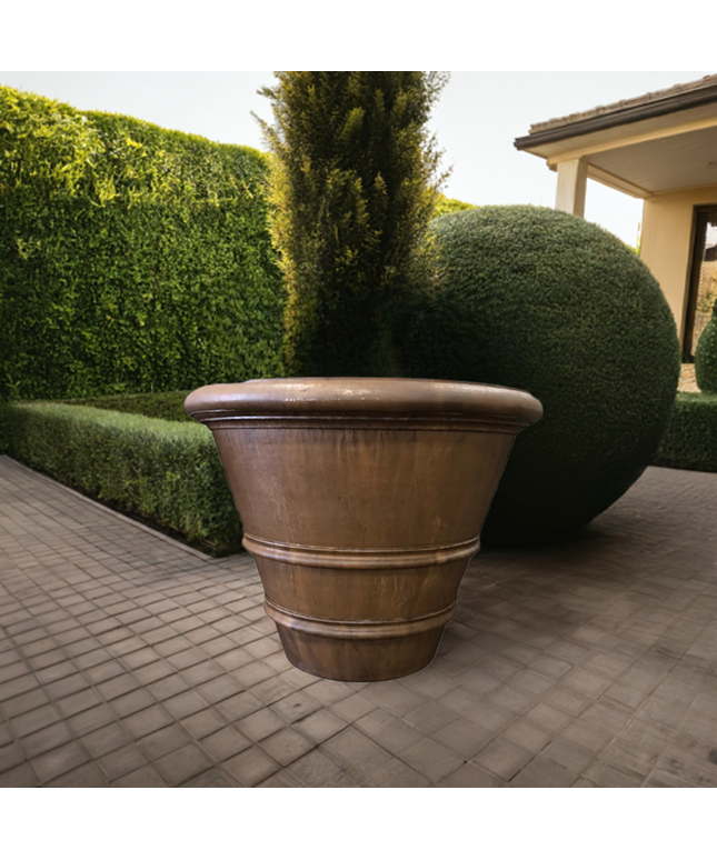 Campania Classic Rolled Rim 40" W x 31.5" H Round Large Cast Stone Planter P-903-PN - Pietra Nuova