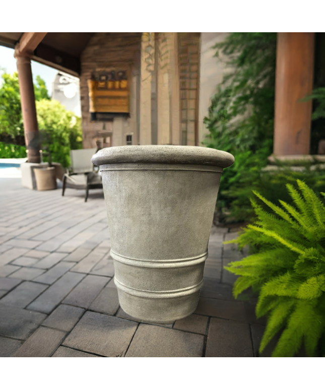 Campania Urbino 32" W x 36" H Round Extra Large Cast Stone Planter P-856-GS - Greystone