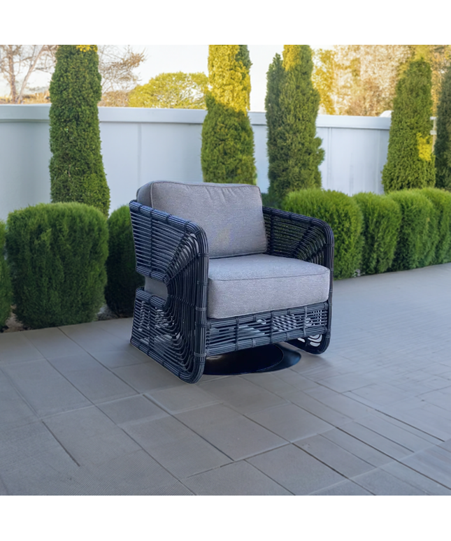 Woodard Carver Cushion Swivel Lounge Chair S675015 - Rumor Slate