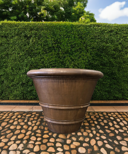 Campania Classic Rolled Rim 40" W x 31.5" H Round Large Cast Stone Planter P-903-PN - Pietra Nuova