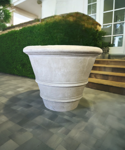 Campania Classic Rolled Rim 40" W x 31.5" H Round Large Cast Stone Planter P-903-GS - Greystone