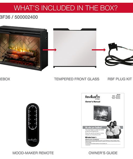 36" Dimplex Revillusion® Electric Fireplace Herringbone 500002400