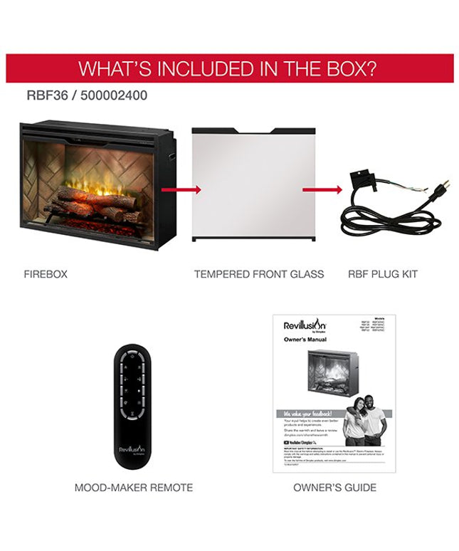 36" Dimplex Revillusion® Electric Fireplace Herringbone 500002400