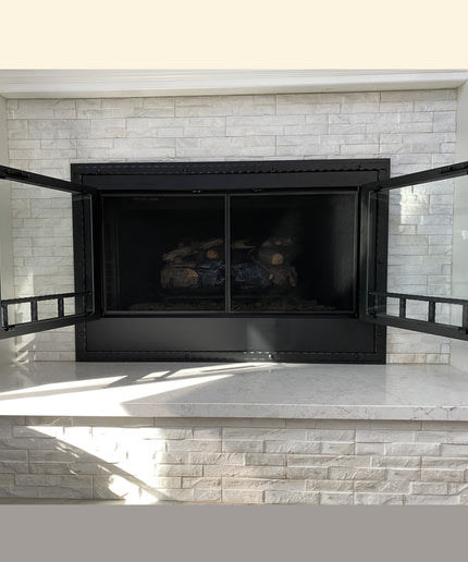 Luxembourg Traditional Fireplace Doors - Textured Black