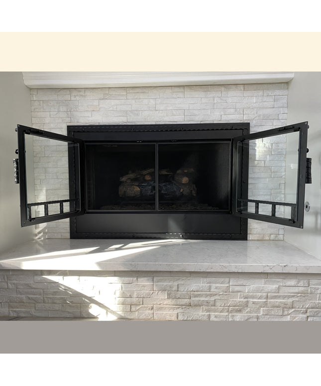 Luxembourg Traditional Fireplace Doors - Textured Black