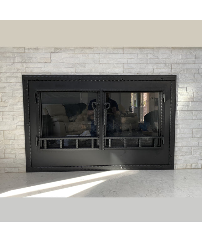 Luxembourg Traditional Fireplace Doors - Textured Black