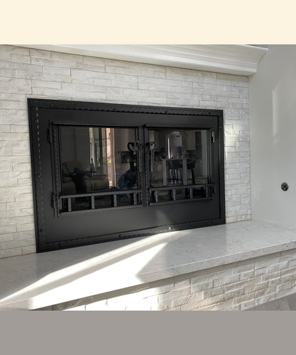 Luxembourg Traditional Fireplace Doors - Textured Black