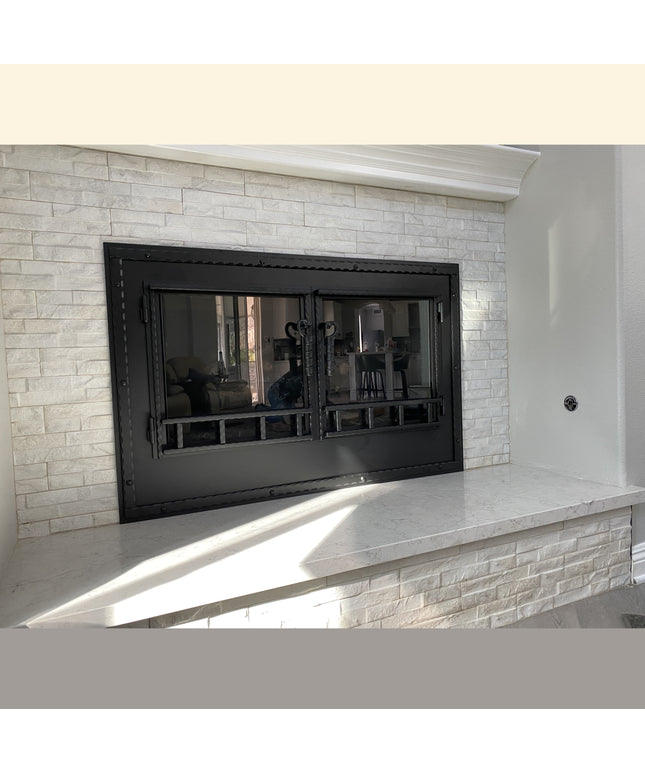 Luxembourg Traditional Fireplace Doors - Textured Black