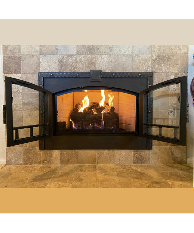 Greystone Traditional Fireplace Doors with Arch Conversion & Key Stone - Burnished Copper
