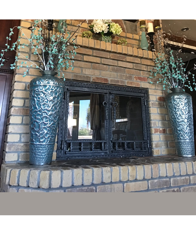 Luxembourg Traditional Fireplace Doors - Metallic Latte