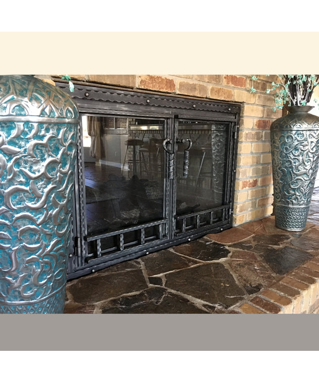 Luxembourg Traditional Fireplace Doors - Metallic Latte