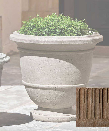 Campania Relais 24" W x 21.75" H Round Large Cast Stone Urn Planter P-575-AL - Aged Limestone