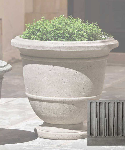 Campania Relais 24" W x 21.75" H Round Large Cast Stone Urn Planter P-575-GS - Greystone