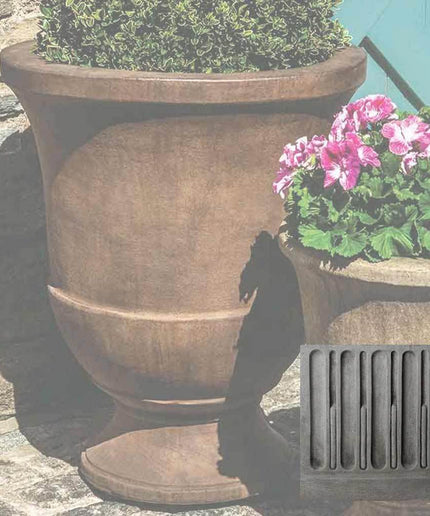 Campania Pascal 23" W x 28" H Round Large Cast Stone Urn Planter P-664-GS - Greystone