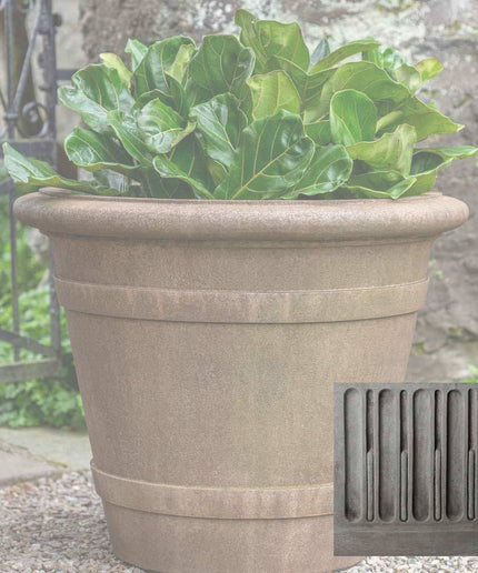Campania Certosa 28" W x 22.5" H Round Cast Stone Planter P-819-GS - Greystone