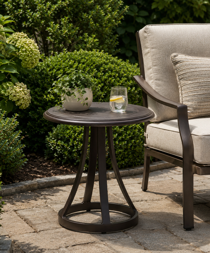 Woodard Solid Cast Mainstreet 22"Diameter x 22"H Round Side Table 5Y2200-09222 - Textured Black