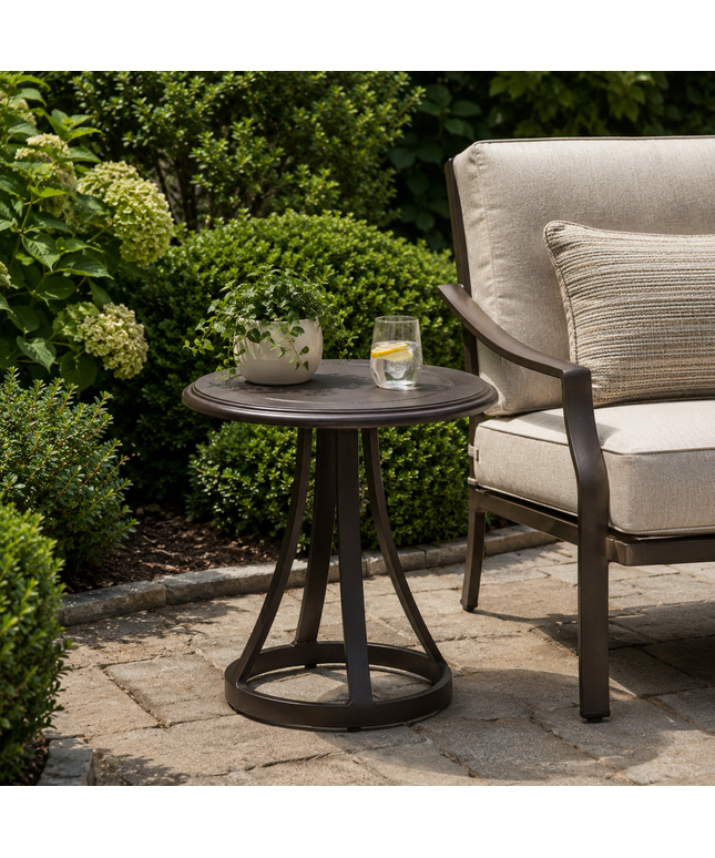 Woodard Solid Cast Mainstreet 22"Diameter x 22"H Round Side Table 5Y2200-09222 - Textured Black
