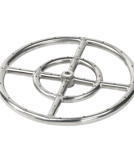 American Fireglass 12" Double-Ring Stainless Steel Burner with a 1/2" Inlet SS-FR-12